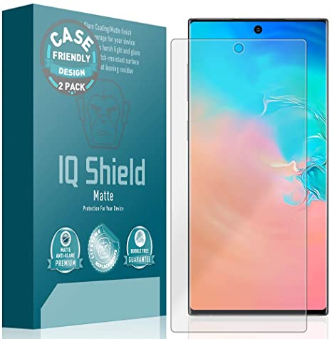 IQ Shield Matte Screen Protector Compatible with Samsung Galaxy Note 10  Plus (Note 10  5G, 6.8 inch Display)(Case Friendly)(2-Pack) Anti-Glare Anti-Bubble Film