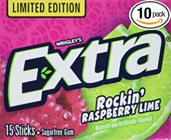 Extra Rockin' Raspberry Lime Sugar-Free Gum, 15Piece (Pack Of 10), 1.42 Oz (Pack Of 10)