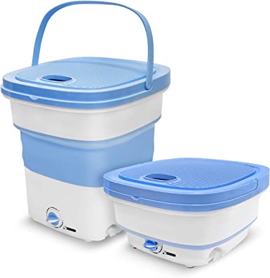 Portable Mini Washing Machine Lightweight Collapsible Bucket - Perfect for Camping, Travelling, Apartment, Dorm USA Brand - Pure Clean PUCWM33