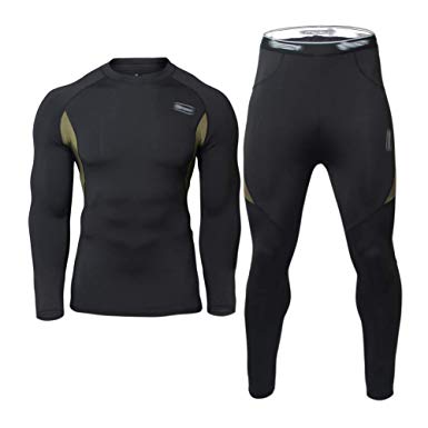 Men's Thermal Underwear Set Fleece Lined Top and Bottom Warm Long Johns Winter Sport Suits