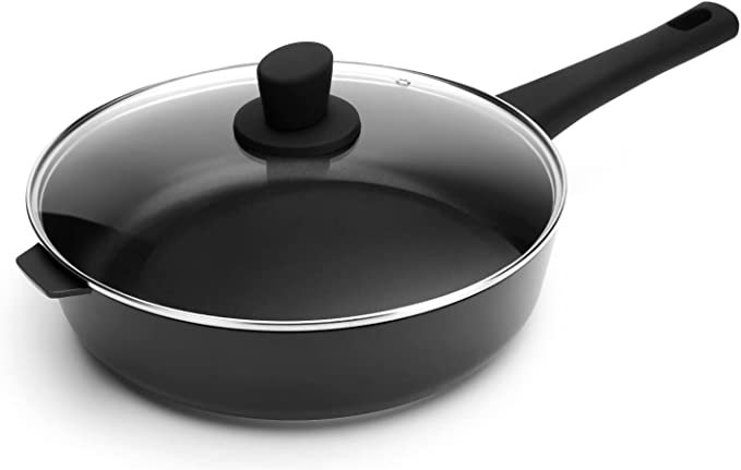 Sakuchi 11 Inch Nonstick Deep Frying Pan Saute Pan with Lid Induction Compatible, 4 Quart