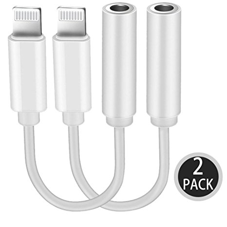 2 Pack-Headphone Jack Adapter to 3.5mm earbuds Jack Adapter, Earphone Adapter Converter for iPhone 7, 7Plus