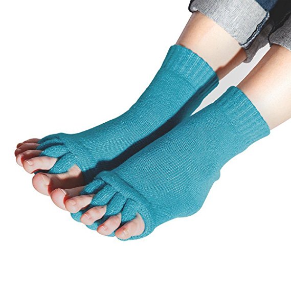 Flesser Yoga Sports GYM Five Toe Separator Socks Alignment Pain Health Massage Socks