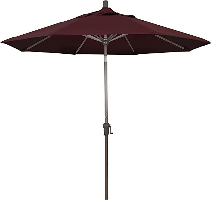 California Umbrella SDAU908900-SA36 9-Feet Pacifica Fabric Aluminum Deluxe Crank Lift Market Umbrella, Burgandy