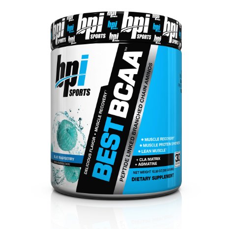BPI Sports Best BCAA Peptide Linked Branched Chain Amino Energy Powder Blue Raspberry 1058-Ounce