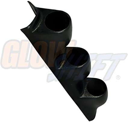 GlowShift Universal Black Triple Pillar Gauge Pod - Fits Any Make/Model - ABS Plastic - Mounts (3) 2-1/16" (52mm) Gauges to Vehicle's A-Pillar
