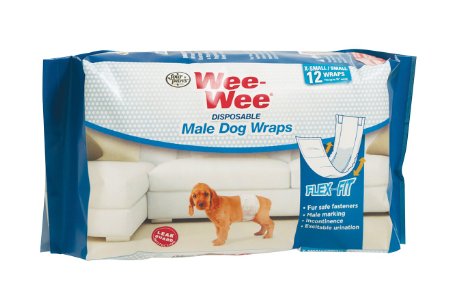 Four Paws Wee-Wee Products Disposable Male Dog Wraps (12 Pack)