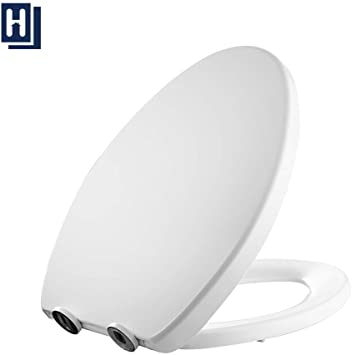 HOMELODY Elongated Toilet Seat White with Button, Slow-Close Design, toilet seat screws, american standard Toilet Lid