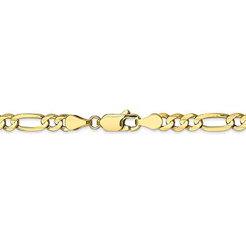 10k Yellow Gold Concave Figaro Chain Bracelet