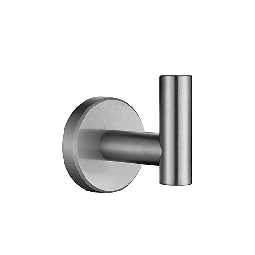 JQK Bath Towel Hook, SUS 304 Stainless Steel Coat/Robe Clothes Hook for Bathroom Kitchen Garage Wall Mounted, Brushed Finish