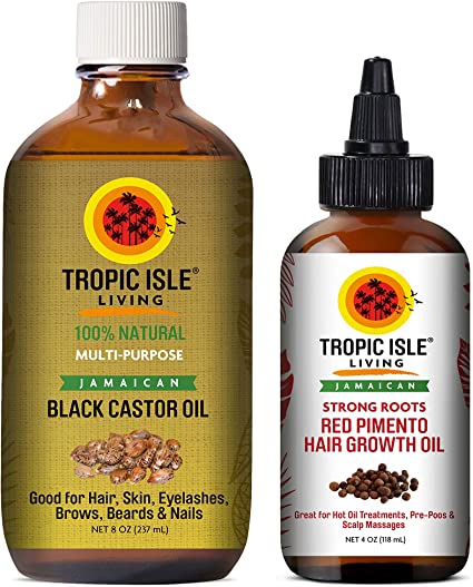 Jamaican Black Castor Oil 240ml & Strong Roots Red Pimento Hair Growth Oil 120ml