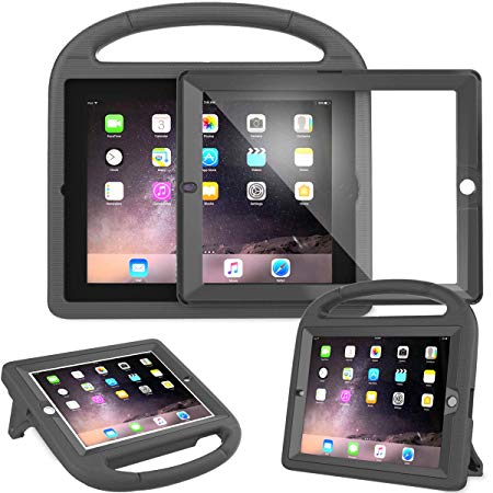 AVAWO Kids Case Built-in Screen Protector for iPad 2 3 4 （Old Model）- Shockproof Handle Stand Kids Friendly Compatible with iPad 2nd 3rd 4th Generation (Black)