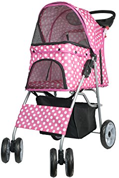 VIVO Four Wheel Pet Stroller, for Cat, Dog and More, Foldable Carrier Strolling Cart, Multiple Colors