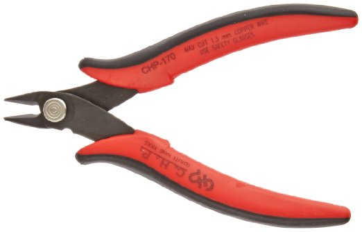 Hakko CHP-170 Micro Soft Wire Cutter 15mm Stand-off Flush Cut 25mm Hardened Carbon Steel Construction 21-Degree Angled Jaw 8mm Jaw Length 16 Gauge Maximum Cutting Capacity
