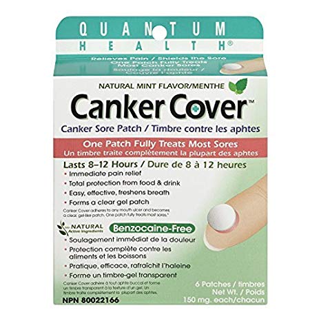 Quantum Health Canker Cover Oral Canker Sore Patch, Mint Flavor, 150mg, 6-Count Box by Quantum