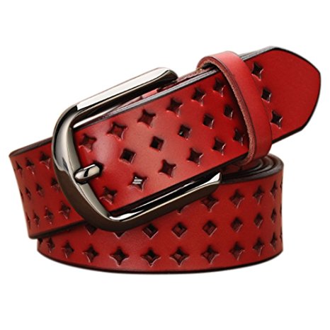 Hollow Leather Belts for Women, Vonsely Soft Leather Womens Belts with Pin Buckle