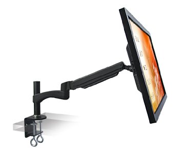 Mount-It! MI-761 Monitor Desk Mount Full-Motion Height Adjustable Articulating Gas-Spring Counterbalance Single Monitor Arm LCD Computer Display Stand, up to 27 Inch Monitors, VESA 75 100, 13.2 Lb Max