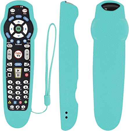 Protective Silicone Remote Case for Verizon FiOS 2-Device-in-1 Version Ver 2/3/4/5 RC2655007/01 Shockproof Washable Skin-Friendly Remote Control Cover with Loop (Glow in Dark Blue)