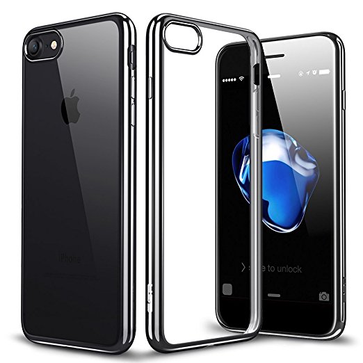 iPhone 7 / iPhone 8, Ultra Slim Hybrid Clear Back [Non-Slip, Strong Grip] Scratch Resistant [Shock Absorbing Bumper Case with Raised Edges]