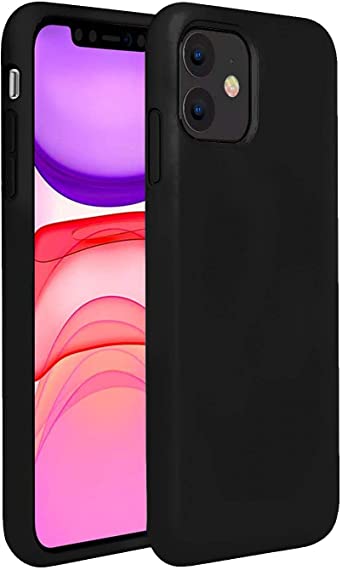 Compatible with iPhone 11 6.1 Inch 2019 case,Mobile Liquid Silicone Case with Microfiber Lining,Matte Finish Coating Grip Slim Fit Cover Shock-Absorption Bumper -Black