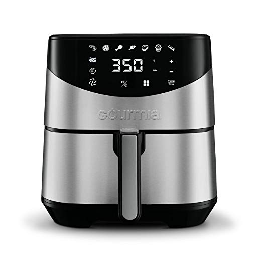 Gourmia GAF645 Digital Stainless Steel Air Fryer | Oil-Free Healthy Cooking | 6-Quart Capacity | 8 Cook Modes | Removable, Dishwasher-Safe Basket | Free Recipe Book Included