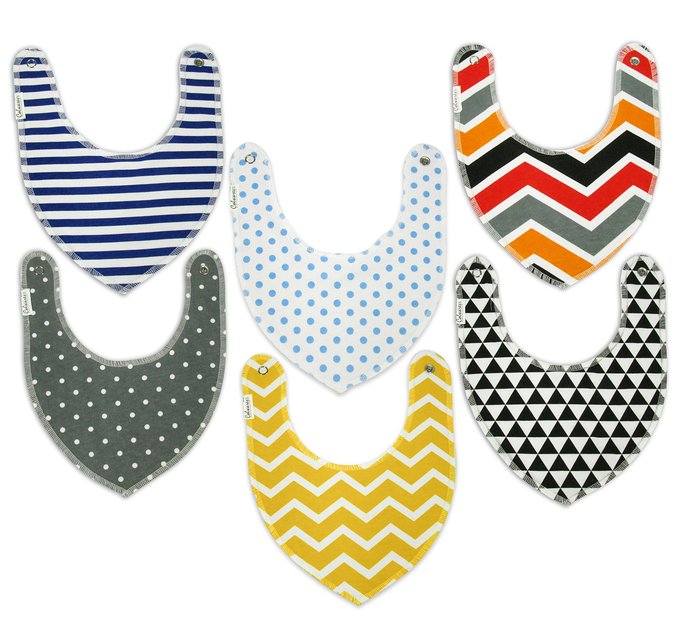 Drool Bibs By Colwares - 100% Cotton Baby Drool Bibs (6-Pack)
