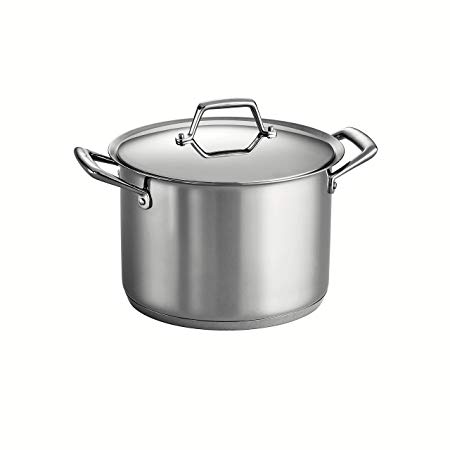 Tramontina 80101/012DS Gourmet Prima Stainless Steel, Induction-Ready, Impact Bonded, Tri-Ply Base Covered Stock Pot, 12 Quart, Made in Brazil