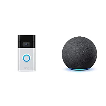 Ring Video Doorbell (2020 release) in Satin Nickel with Echo Dot (4th Gen)