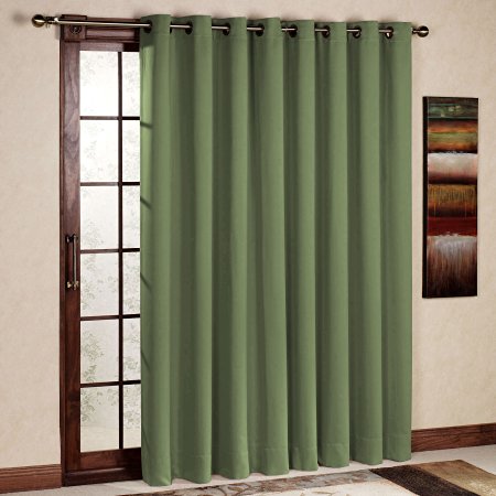 RHF Wide Thermal Blackout Patio door Curtain Panel, Sliding door curtains Antique Bronze Grommet Top 100W by 84L Inches-Olive