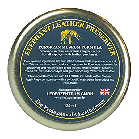 COLOURLOCK Elephant Leather Preserver (Wax) 125ml/4.2fl oz tin to restore, care, nourish & waterproof leather car interior, handbags, chesterfield sofas, etc