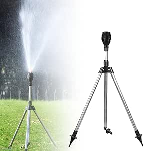 Rotating Tripod Sprinkler, 2024 New Water Sprinkler for Lawn, Tripod Sprinklers for Yard Large Area Watering, with Quick Connect, Height Adjustable, Irrigation Sprinkler for Lawn, Yard, Garden