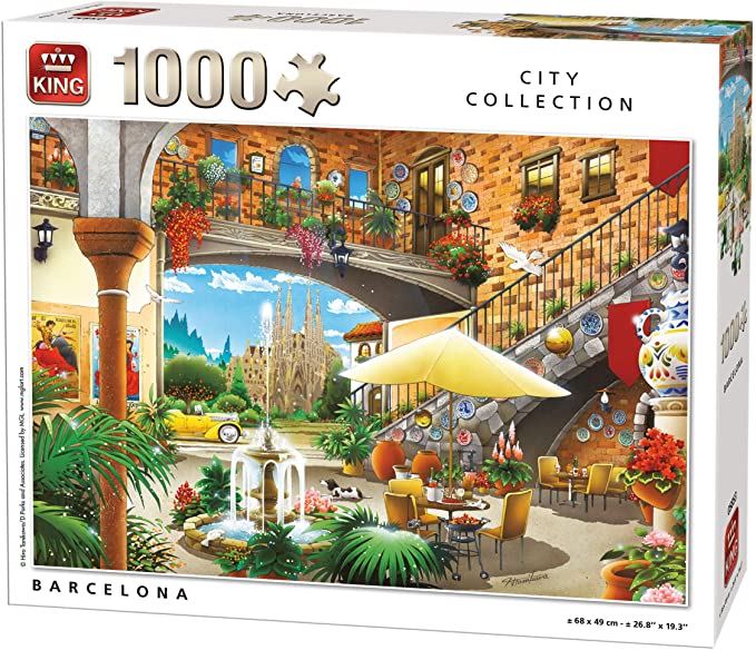 KING 55853 Barcelona Jigsaw Puzzle 1000-Piece, Full Colour, 68x49 cm