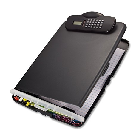 Officemate Slim Clipboard Box with Calculator, Charcoal (83306)