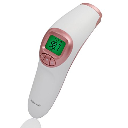 Jumper Digital Forehead Thermometer FDA Approved - Infrared Non-Contact Fever Measurement Temporal Instant Read Surface Temperatures For Baby, Toddlers, Adults and Room Temperature (Rose Gold)