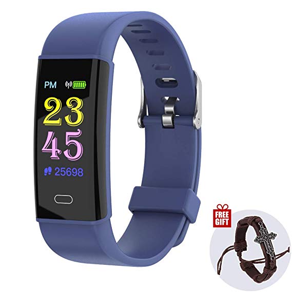 INNKOO Fitness Activity Tracker Watch, Pedometer, Smart Wristband, Steps Calories Counter for Kids Women Men, Waterproof Color Screen with Heart-Rate | Blood-Pressure | Sleep Monitor (Blue)