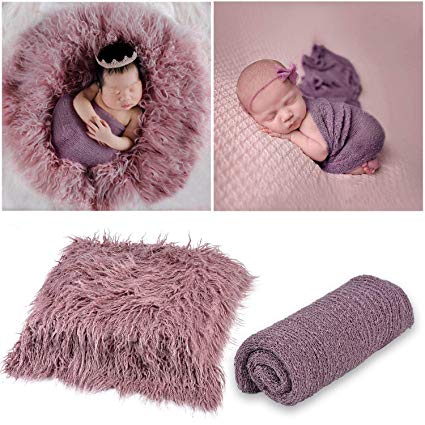 Aniwon 2Pcs Baby Photo Props Long Ripple Wraps DIY Blanket Outfits Newborn Wraps Photography Mat for Baby Boys and Girls