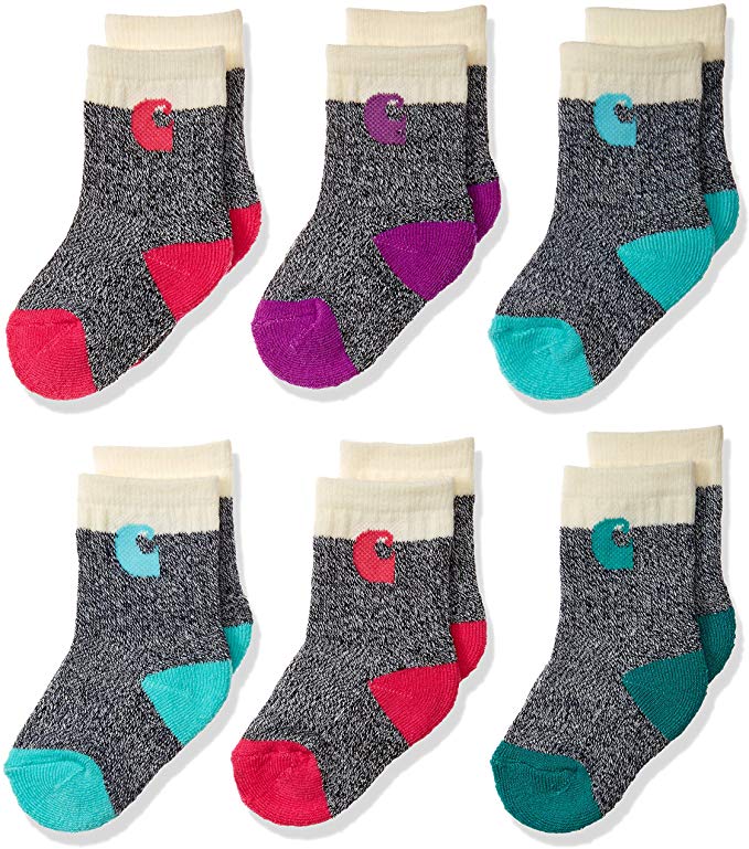 Carhartt Baby Girls Camp Crew Sock-6 Pair Pack