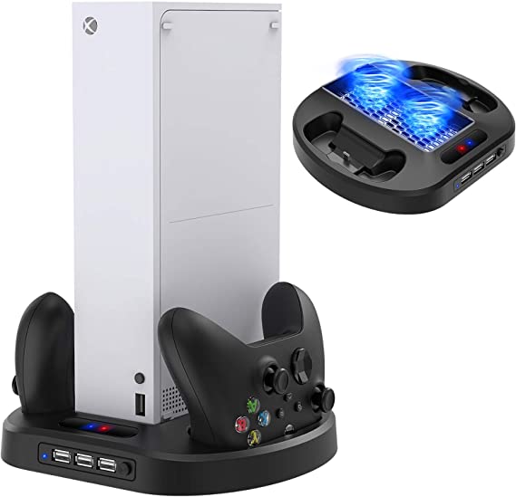 Vertical Stand with Cooling Fan for Xbox Series S, YUANHOT Charging Station Dock with Dual Controller Charger Ports and Cooler System (Only for Xbox Series S)