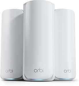 NETGEAR Orbi 770 Series Tri-band WiFi 7 Mesh System (RBE773) - Router   2 Satellite Extenders - Covers up to 8,000 sq. ft., 100 Devices - 2.5 Gig Internet Port - BE11000 802.11be (up to 11Gbps)