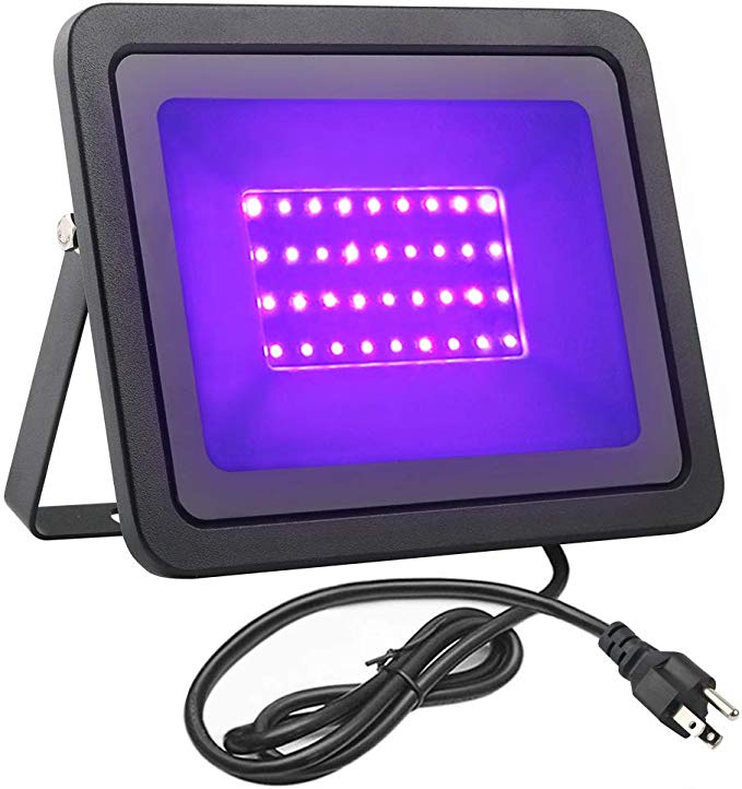 FAMURS 36W UV LED Black Light Flood Light with US Plug(5.9ft Cable), IP66 Waterproof, for Blacklight Party, Stage Lighting, Aquarium, Body Paint,Glow in The Dark, Fluorescent Poster, Neon Glow