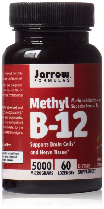 Jarrow Formulas Methylcobalamin (Methyl B12) Lozenges, Supports Brain Cells and Nerve Tissue, 5000 mcg, 60 Count