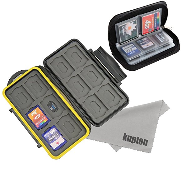 Kupton Memory Card Case Kit Water-resistance Protection Carrying Case Box 24-Slot   Pouch Zippered Storage for SD SDHC SDXC Micro SD CF Card