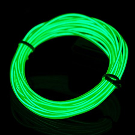 Lychee Neon Glowing Strobing Electroluminescent Light El Wire w/ Battery Pack for Parties, Halloween Decoration (Jade green, 9ft)