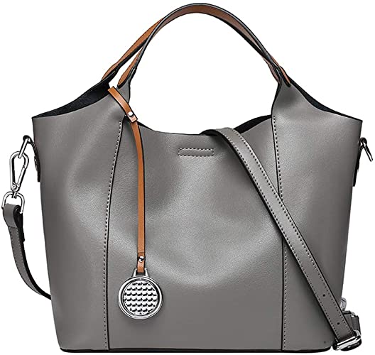 Heshe Leather Womens Shoulder Handbags 2 in 1 Bag Top Handle Tote Purse Satchel Ladies Purses Crossbody Bag
