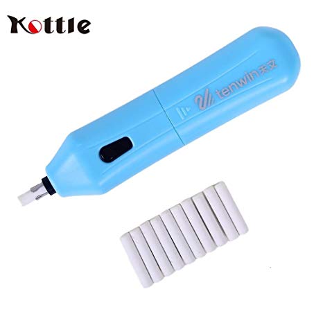 Kottle Electric Eraser Kit, Automatic Portable Rubber Pencil Electric Eraser with 10pcs Eraser Refills,Battery Operated Eraser (Blue)