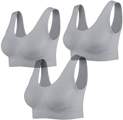 Lemef 3-Pack Seamless Sports Bra Wirefree Yoga Bra with Removable Pads for Women