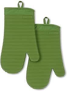 KitchenAid Ribbed Soft Silicone Oven Mitt 2-Pack Set, Mathca, 7.5"x13"