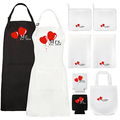 Mr. and Mrs. Aprons 2018 Kitchen Wedding Gift Set Or Bridal Shower Gifts For Newlyweds Couples His Hers By Let the Fun Begin