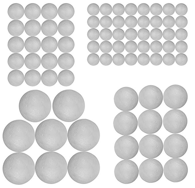 Craft Styrofoam Balls (80 Pieces) for DIY Crafting and Decoration by My Toy House | 4 Sizes, White Color