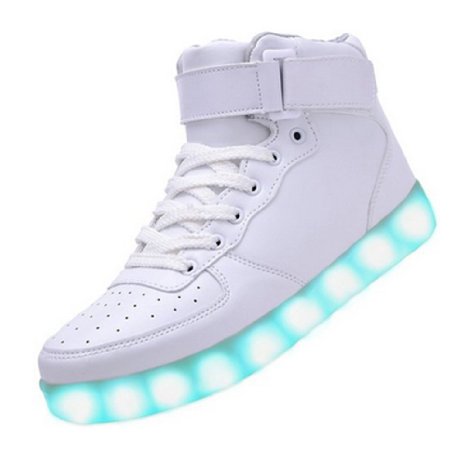 JustCreat Women Men High Top USB Charging LED Shoes Flashing Sneakers